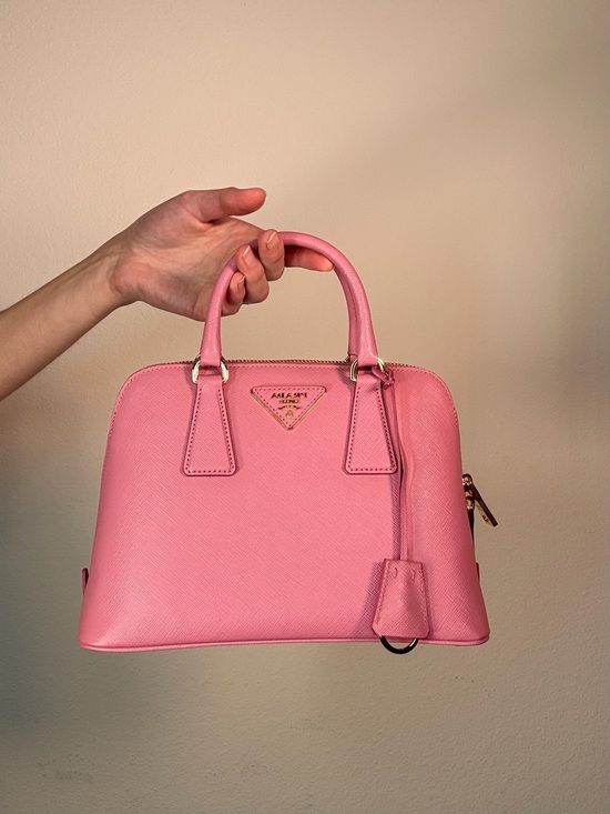 Prada Handbags - Prada Pink Saffiano Leather Top Handle Bag